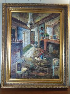 Large original painting signed W. Adam frame