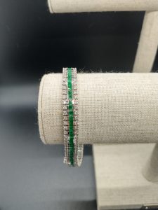Sold!!! Men's 14k white gold, emerald and diamond bracelet